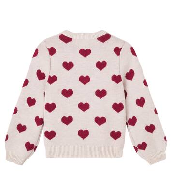 Hearts jacquard wool cardigan | Wheat