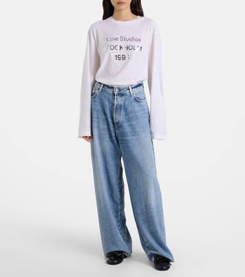 Crystal-embellished high-rise wide-leg jeans | Acne Studios