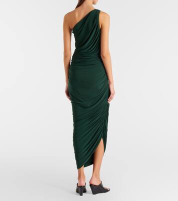 Diana ruched asymmetric midi dress | Norma Kamali