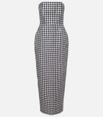 Romeo gingham strapless linen maxi dress | Posse