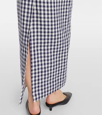Romeo gingham strapless linen maxi dress | Posse