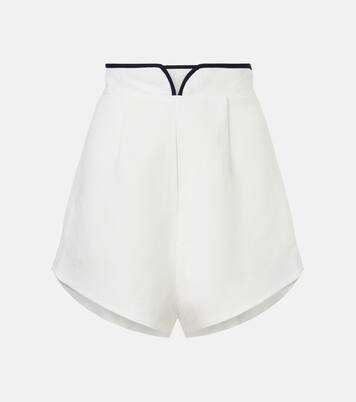 Bicolor linen-blend Bermuda shorts | Adriana Degreas