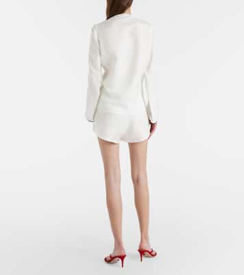 Bicolor linen-blend Bermuda shorts | Adriana Degreas