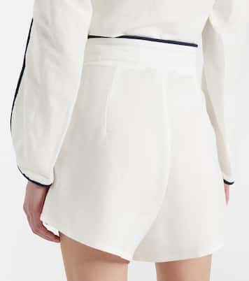 Bicolor linen-blend Bermuda shorts | Adriana Degreas