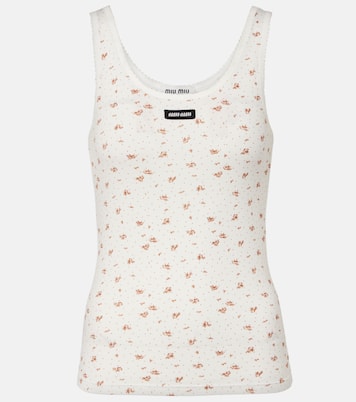 Floral cotton jersey tank top | Miu Miu