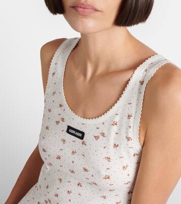 Floral cotton jersey tank top | Miu Miu