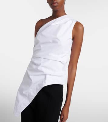 Asymmetric one-shoulder cotton poplin top | Róhe