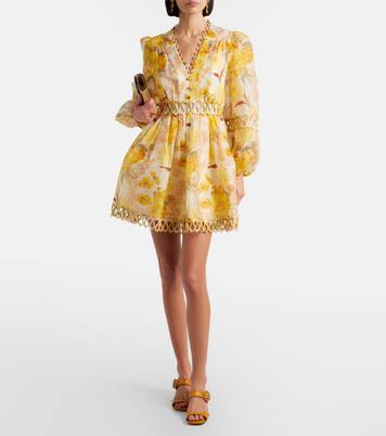 Como floral linen and silk minidress | Zimmermann