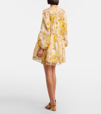 Como floral linen and silk minidress | Zimmermann