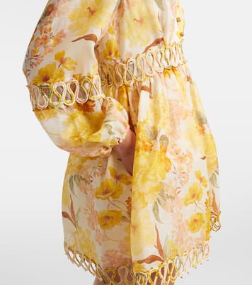 Como floral linen and silk minidress | Zimmermann