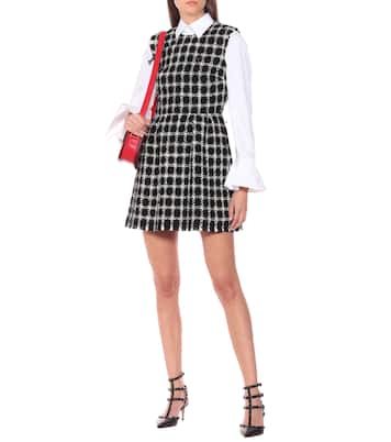 Valentino checked wool-blend tweed minidress | Valentino