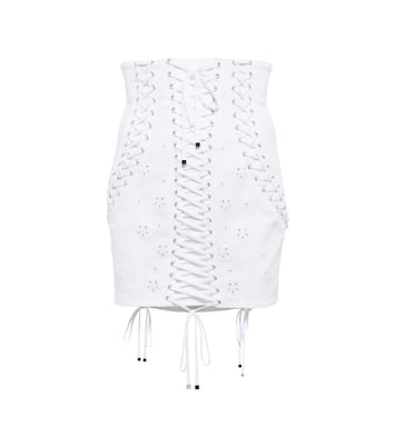 Lace-up cotton twill miniskirt | Dolce&Gabbana