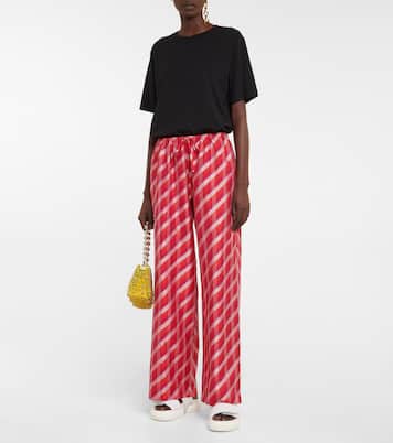 Pantaloni in seta ikat a gamba larga | Dries Van Noten