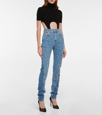 Seam-detail high-rise skinny jeans | Mugler