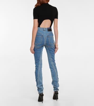 Seam-detail high-rise skinny jeans | Mugler