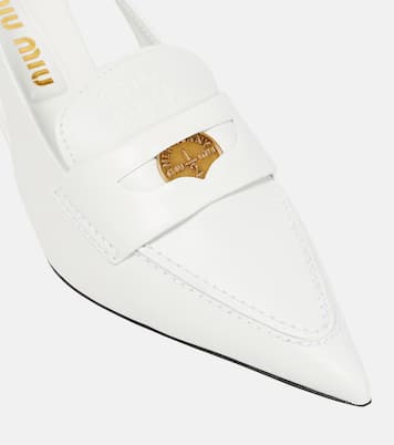 Mocassini slingback in pelle | Miu Miu