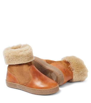 Shearling-trimmed leather and suede ankle boots | PèPè