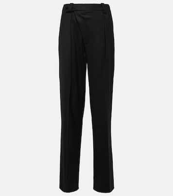 Asymmetric wool-blend straight pants  | Victoria Beckham