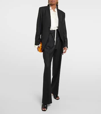Asymmetric wool-blend straight pants  | Victoria Beckham