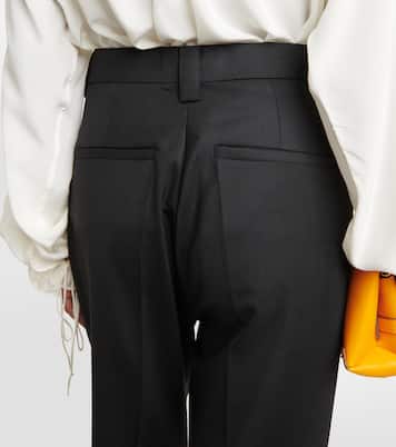 Asymmetric wool-blend straight pants  | Victoria Beckham