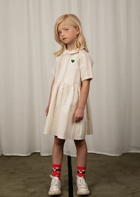 Abito in cotone e lino a righe | Mini Rodini