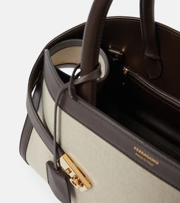 Hug Medium canvas and leather tote bag | Ferragamo