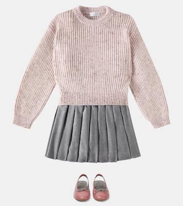 Pleated wool-blend skirt | Brunello Cucinelli Kids
