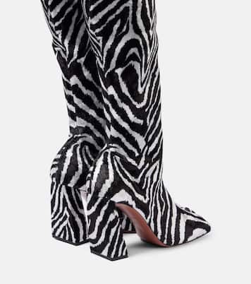 Bottes Marine Stretch 95 en velours | Amina Muaddi