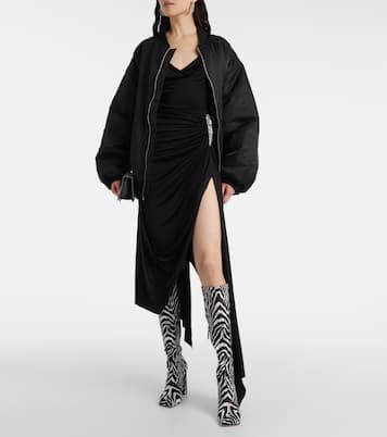 Bottes Marine Stretch 95 en velours | Amina Muaddi