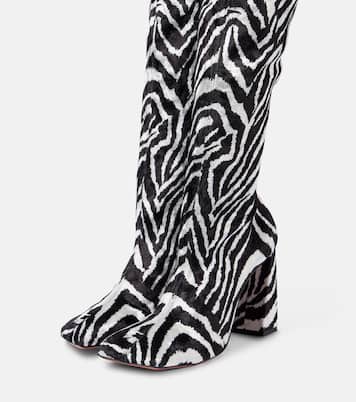 Bottes Marine Stretch 95 en velours | Amina Muaddi