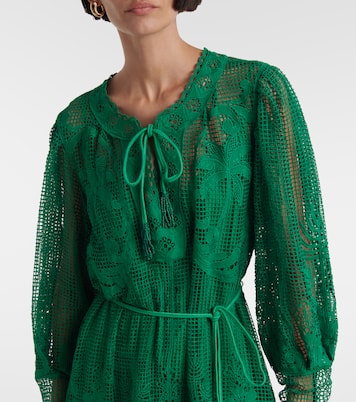 Vestido corto Tropical Flight Green de guipur | Farm Rio