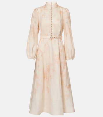 Abito midi in lino con stampa | Zimmermann