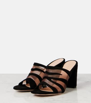 Pantoletten aus Veloursleder und Mesh | Gianvito Rossi
