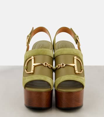 Sandales Horsebit à plateau en daim | Gucci