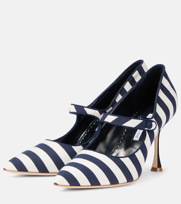 Escarpins Mary Jane Campari 90 rayés | Manolo Blahnik
