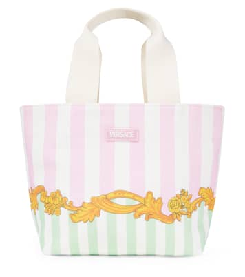 Cabas Barocco rayé en toile | Versace Kids