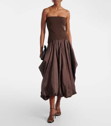 Izzy strapless taffeta midi dress | Simkhai
