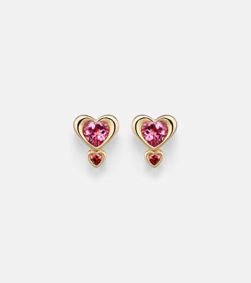Boucle d’oreille unique en or 14 ct, tourmaline et grenat | Roxanne First