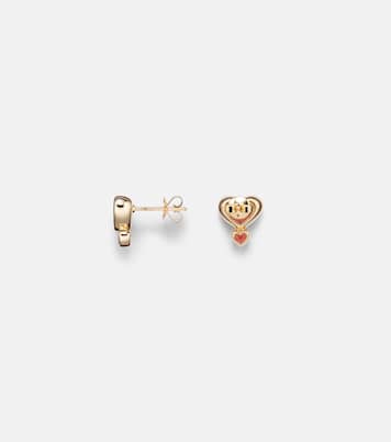 Boucle d’oreille unique en or 14 ct, tourmaline et grenat | Roxanne First