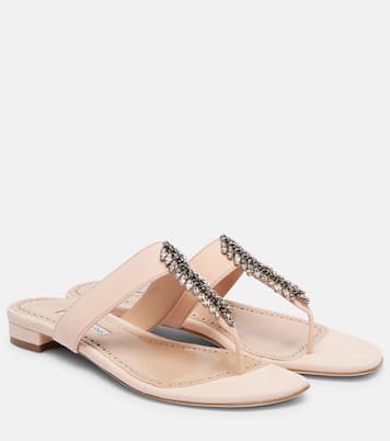 Sandali infradito Bizaba in suede con cristalli | Manolo Blahnik