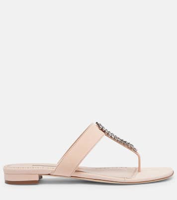 Sandali infradito Bizaba in suede con cristalli | Manolo Blahnik