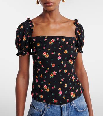 Floral silk-blend charmeuse top | Dolce&Gabbana