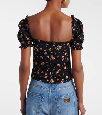 Floral silk-blend charmeuse top | Dolce&Gabbana