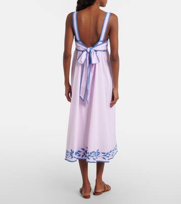 Embroidered cotton and linen midi dress | Juliet Dunn