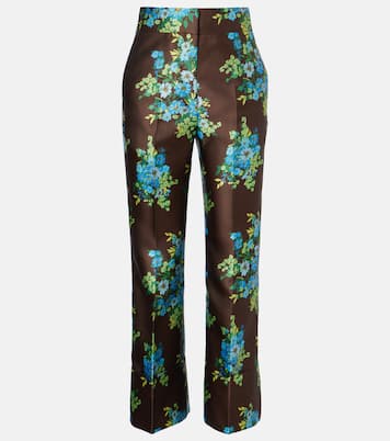 Floral satin bootcut pants | Alémais