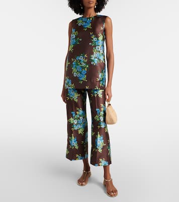 Floral satin bootcut pants | Alémais