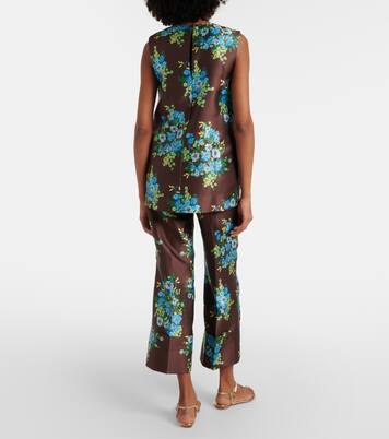 Floral satin bootcut pants | Alémais