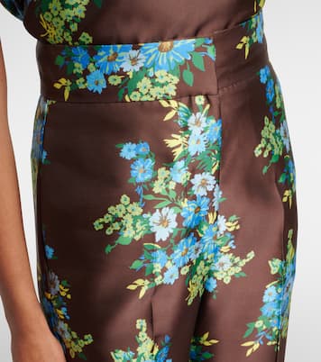 Floral satin bootcut pants | Alémais