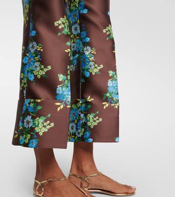 Floral satin bootcut pants | Alémais