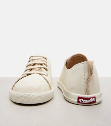Distressed leather sneakers | Prada